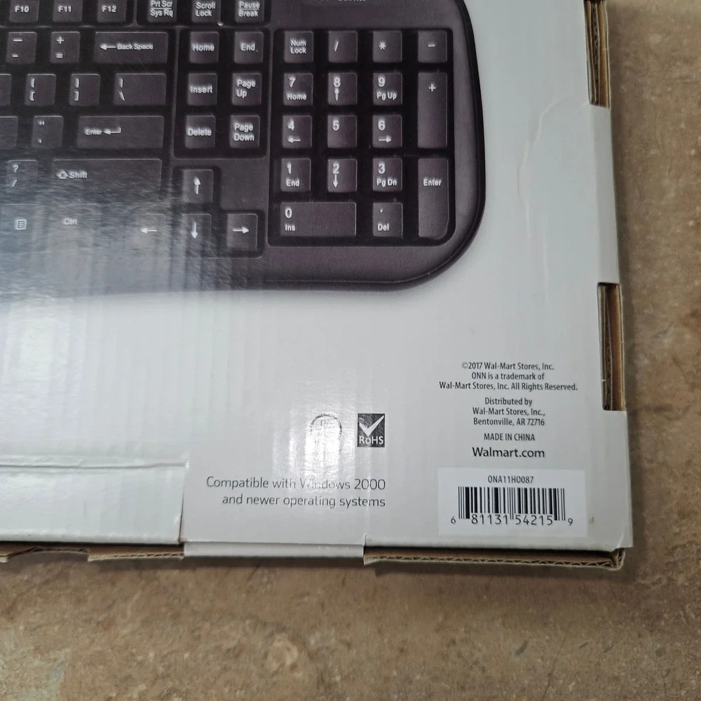 onn.‎ Wireless Keyboard and Mouse Combo, 5-Button Mouse, Nano Receiver dongle